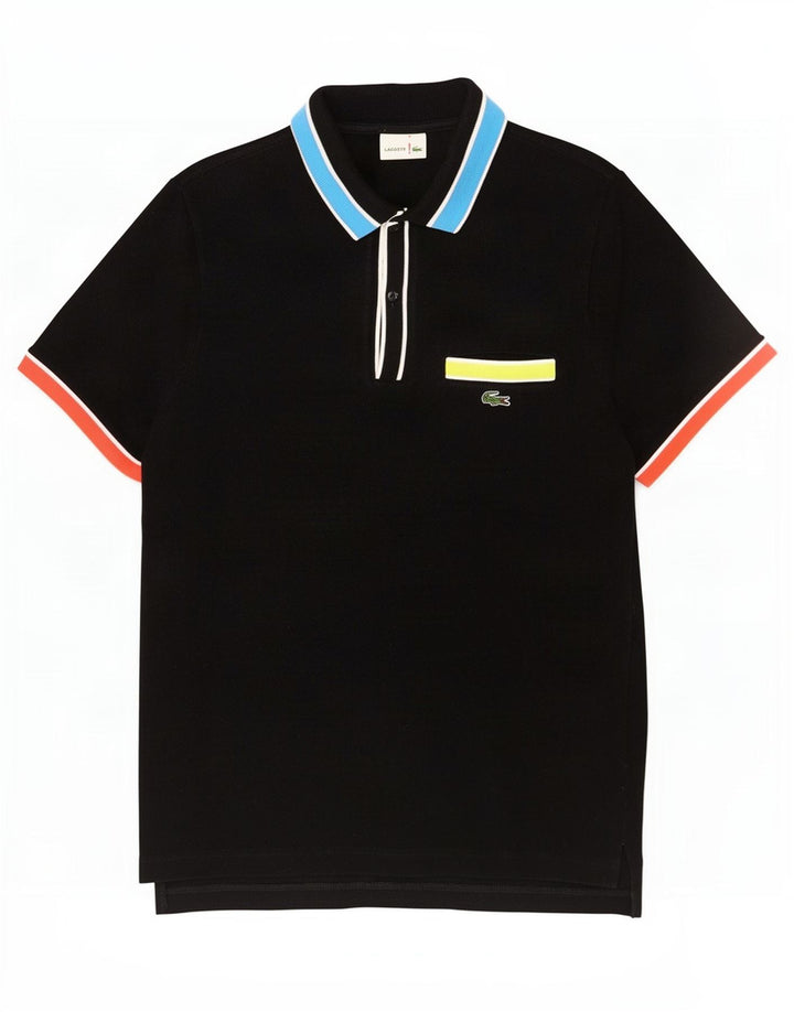Ανδρικό μπλουζάκι πόλο Lacoste, Μέγεθος 4, Μεσαίο μαύρο χρώμα, βαμβακερό