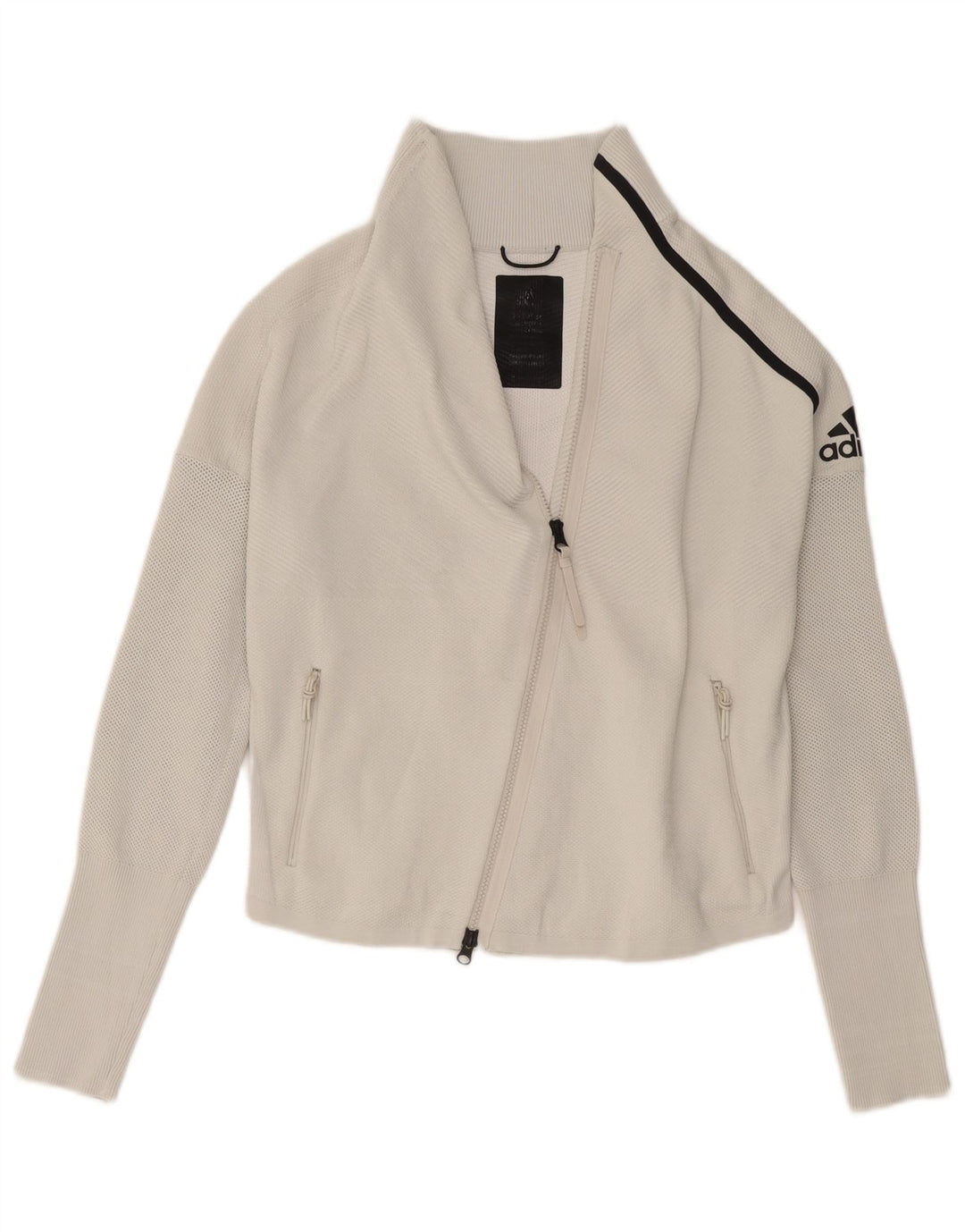 Γυναικεία αθλητική φόρμα γραφικών Adidas Top Jacket UK 8/10 Small White Polyester