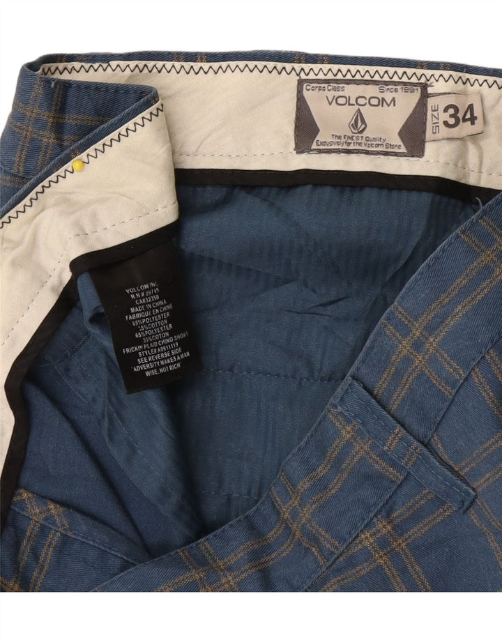Ανδρικό σορτς Chino Volcom W34 Large Blue Check Polyester