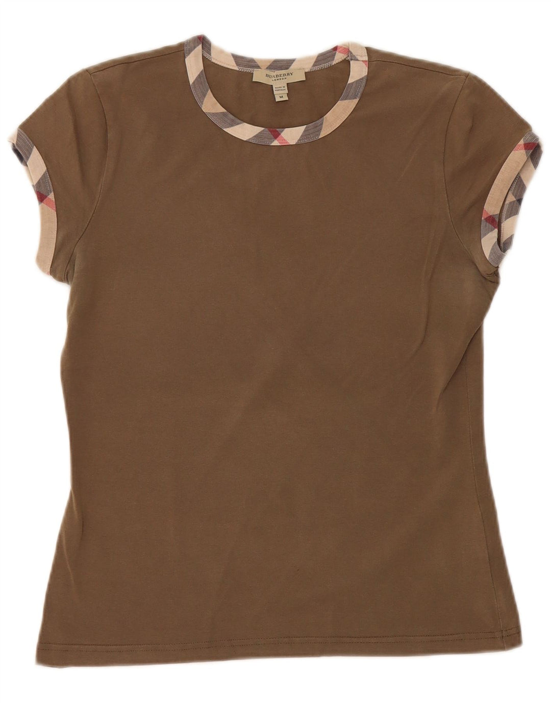 BURBERRY Γυναικείο T-Shirt Top UK 12 Medium Khaki Cotton