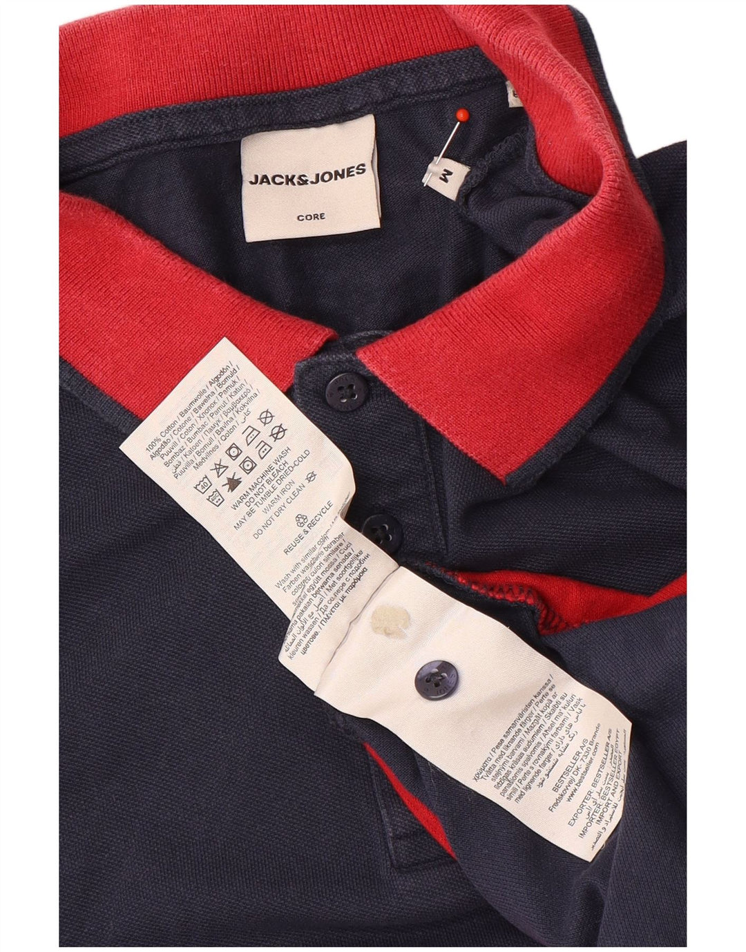 Ανδρικό μπλουζάκι πόλο Jack & Jones, μεσαίο μπλε ναυτικό, βαμβακερό
