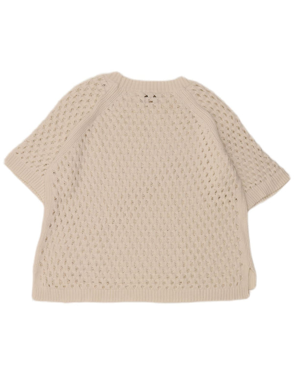 Massimo Dutti Γυναικείο κοντομάνικο πουλόβερ με λαιμόκαυστο UK 16 Large Whit