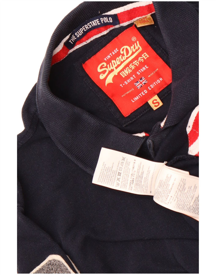 Ανδρικό γραφικό μπλουζάκι πόλο Superdry Μικρό Βαμβακερό Navy Blue