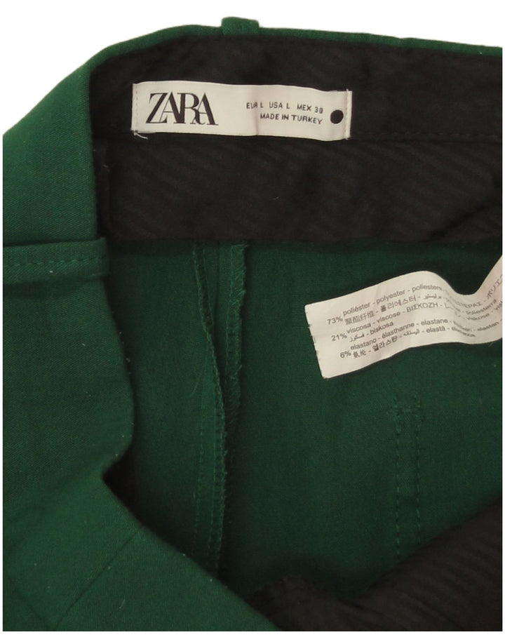 Γυναικείο ίσιο κομμένο παντελόνι Zara Μεγάλο W30 L24 Πράσινο Πολυεστέρα