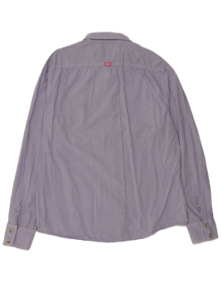 Ανδρικό πουκάμισο SUPERDRY 2XL Βαμβακερό Μπλε Ριγκ