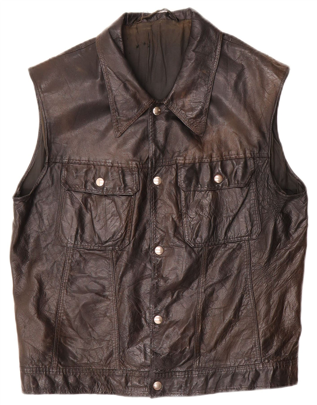 Vintage Ανδρικό Δερμάτινο Gilet UK 38 Medium Black