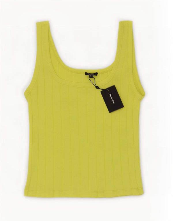 Massimo Dutti Womens Vest Top UK 8 Small Yellow Cotton