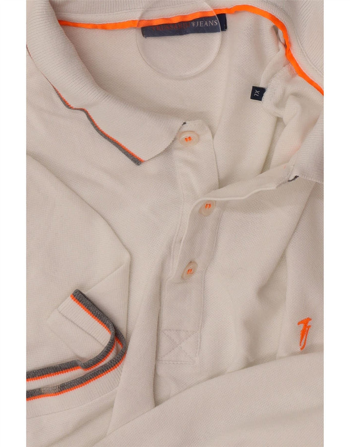Trussardi Jeans Ανδρικό Πόλο Μπλουζάκι XL Λευκό