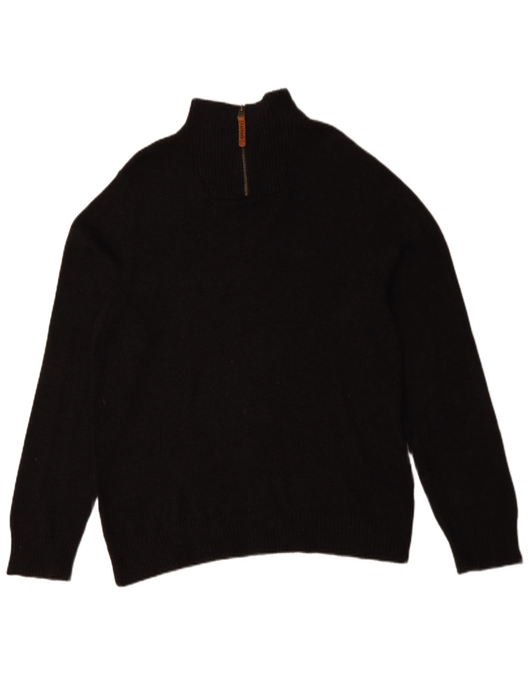 Ανδρικό πουλόβερ με φερμουάρ για πρόσωπο με φερμουάρ, μεσαίο μαύρο βαμβακερό