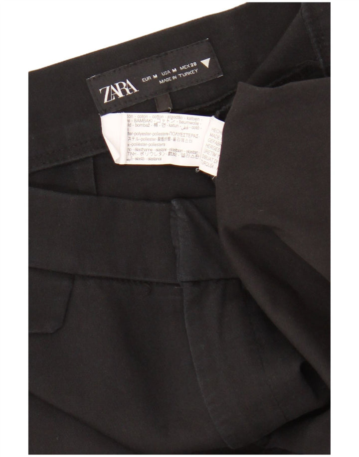 Zara Γυναικείο Μποτάκι Cropped Παντελόνι Medium W28 L25 Μαύρο βαμβακερό