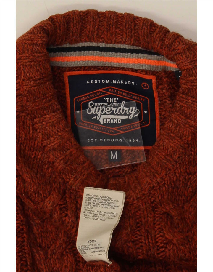 Superdry Ανδρικό πουλόβερ με λαιμόκοψη μεσαίου καφέ ακρυλικό