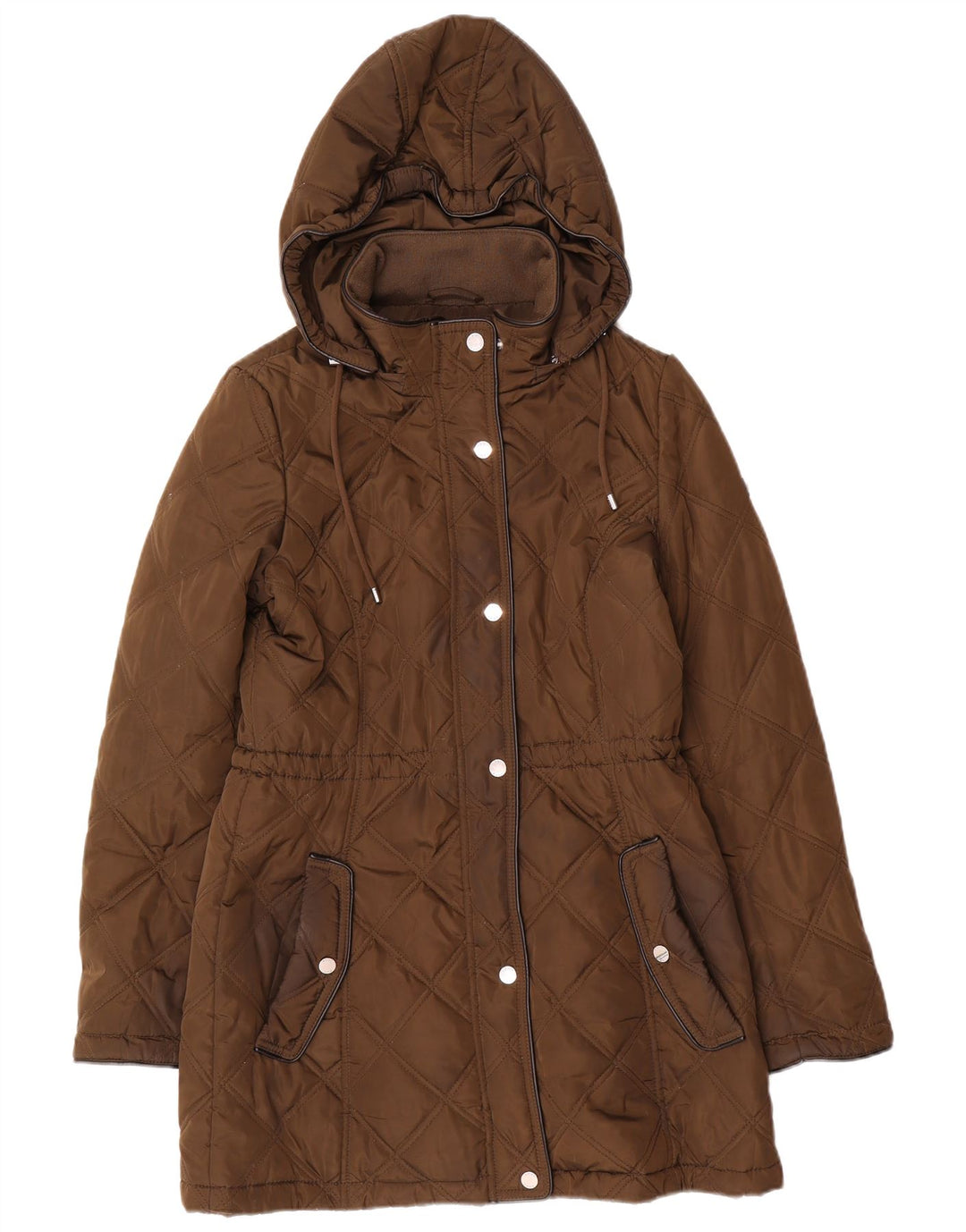 Dkny Γυναικείο Καπιτονέ μπουφάν με κουκούλα UK 10 Small Brown Πολυεστέρας
