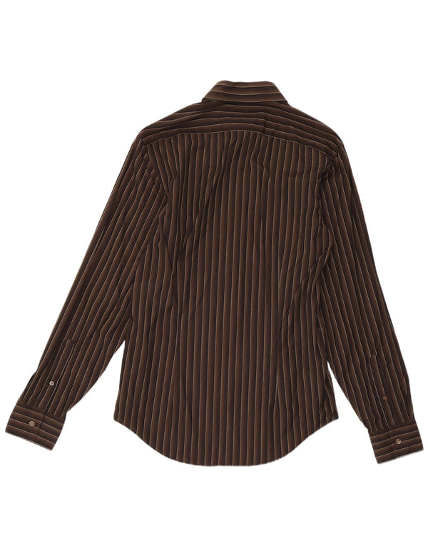 Calvin Klein Ανδρικό πουκάμισο Slim Fit Μέγεθος 15 38 Βαμβάκι με ρίγες μεσαίου καφέ