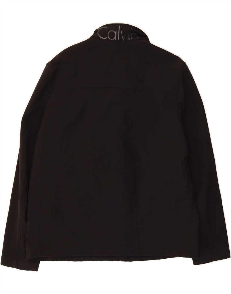 CALVIN KLEIN Mens Graphic Tracksuit Top Jacket XL Black Polyester Vintage Calvin Klein and Second-Hand Calvin Klein from Messina Hembry 