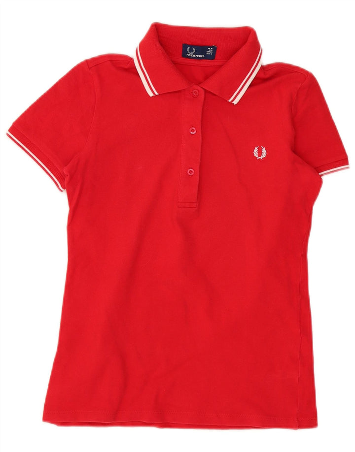 Fred Perry Γυναικείο πουκάμισο πόλο UK 10 Small κόκκινο βαμβακερό