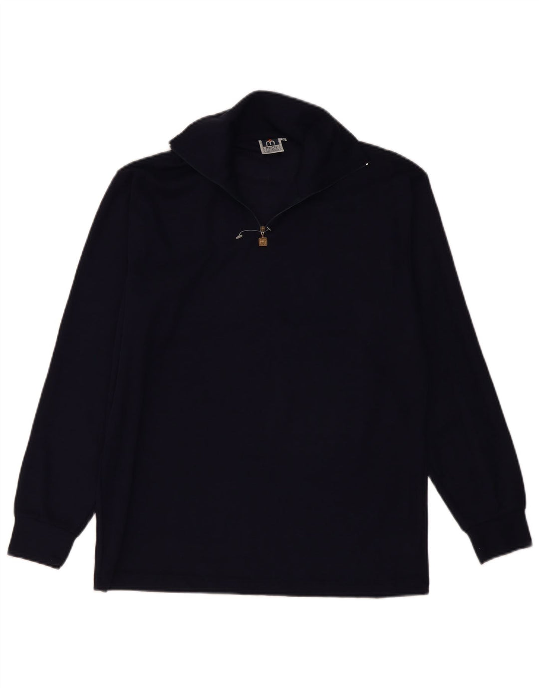 Vintage ανδρικό πουλόβερ με φερμουάρ IT 50 μεσαίου μπλε μαλλί