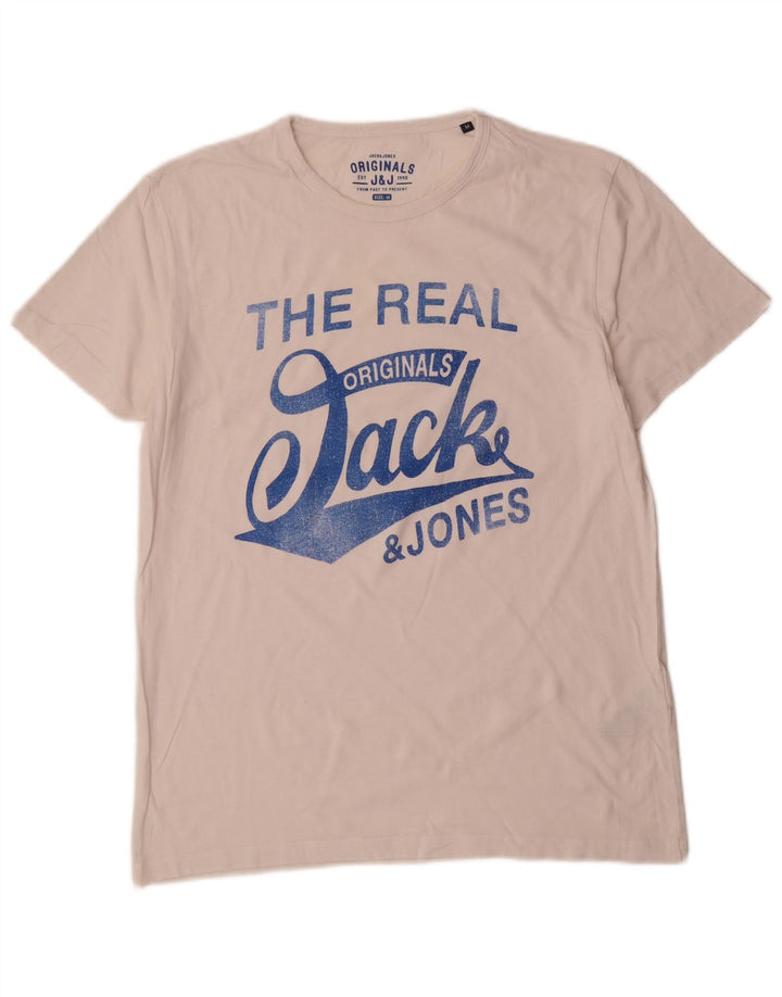 Jack & Jones Ανδρικό γραφικό μπλουζάκι Μπλουζάκι, μεσαίο λευκό βαμβακερό