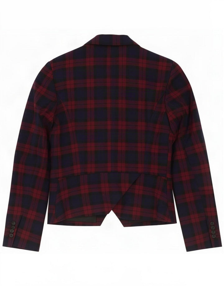 Zara Womens 2 Button Blazer Jacket UK 6 XS Navy Blue Check