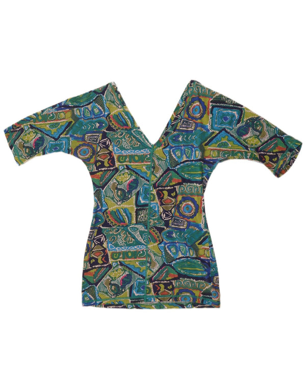 Vintage γυναικείο Crop γραφικό T-shirt Top UK 18 XL Πολύχρωμο γεωμετρικό