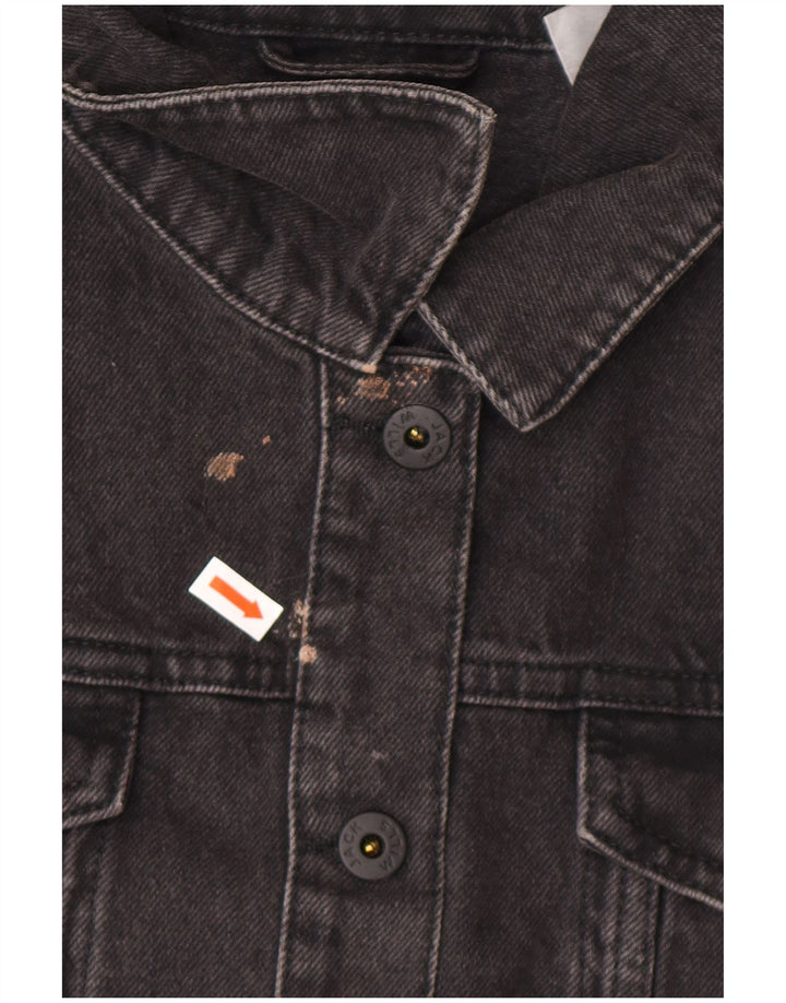 JACK WILLS Γυναικείο Crop Τζιν Μπουφάν UK 10 Μικρό Γκρι βαμβακερό