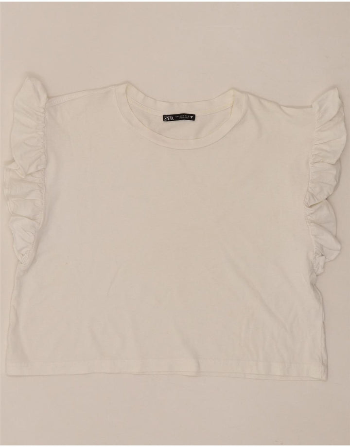 ZARA Womens Oversized Blouse Top UK 10 Small White Cotton Vintage Zara and Second-Hand Zara from Messina Hembry 