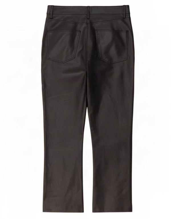 Zara Γυναικείο Crop Bootcut Παντελόνι από συνθετικό δέρμα EU 38 Small W28 L25 Μαύρο