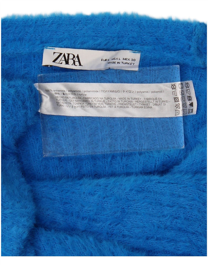 Zara Γυναικείο πουλόβερ με ζακέτα μεγάλου μεγέθους UK 16 Large Blue Polyamide