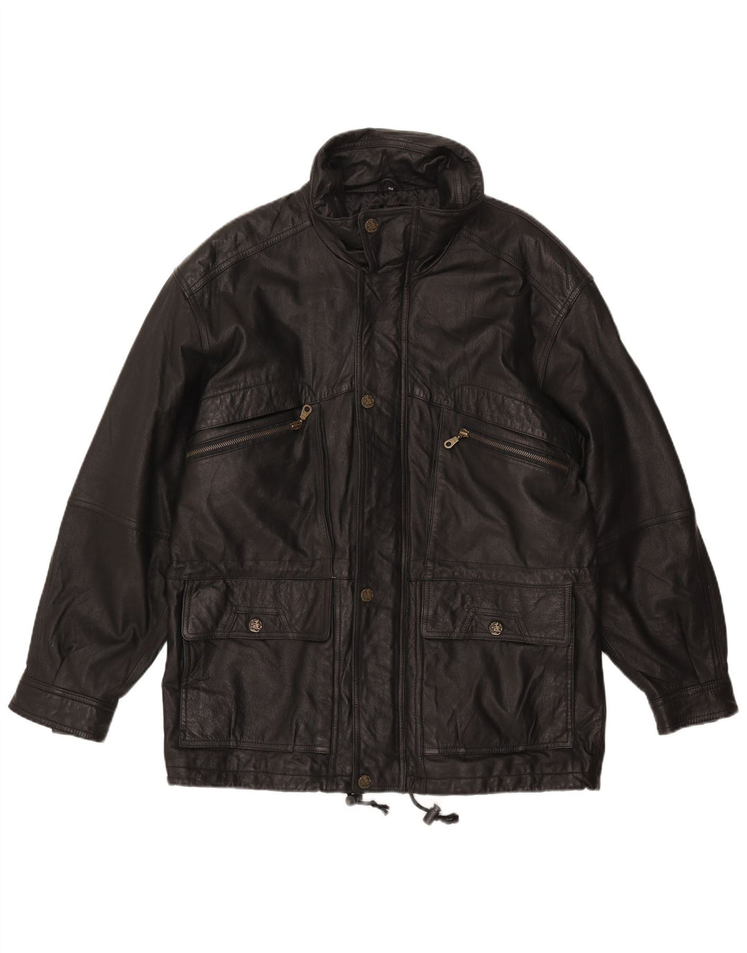 DON CAMILLO Ανδρικό Δερμάτινο Μπουφάν IT 48 Μεσαίο Μαύρο Δερμάτινο