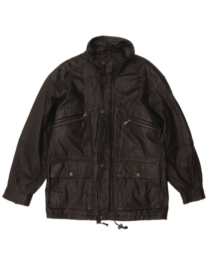 DON CAMILLO Ανδρικό Δερμάτινο Μπουφάν IT 48 Μεσαίο Μαύρο Δερμάτινο