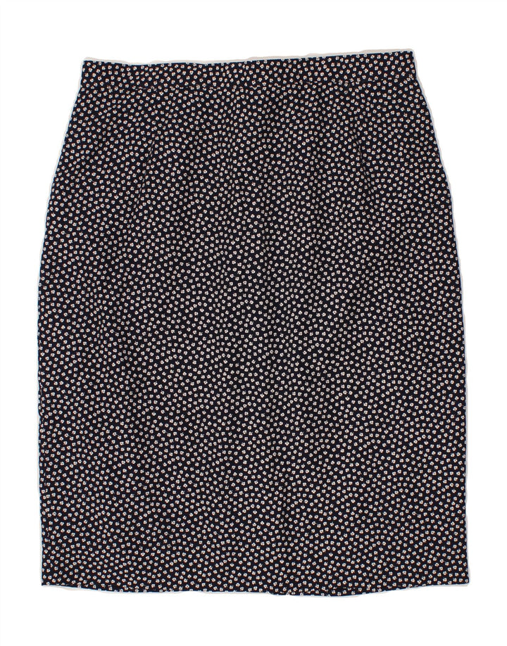 VINTAGE Womens Pencil Skirt W30 Medium Navy Blue Floral Vintage Vintage and Second-Hand Vintage from Messina Hembry 