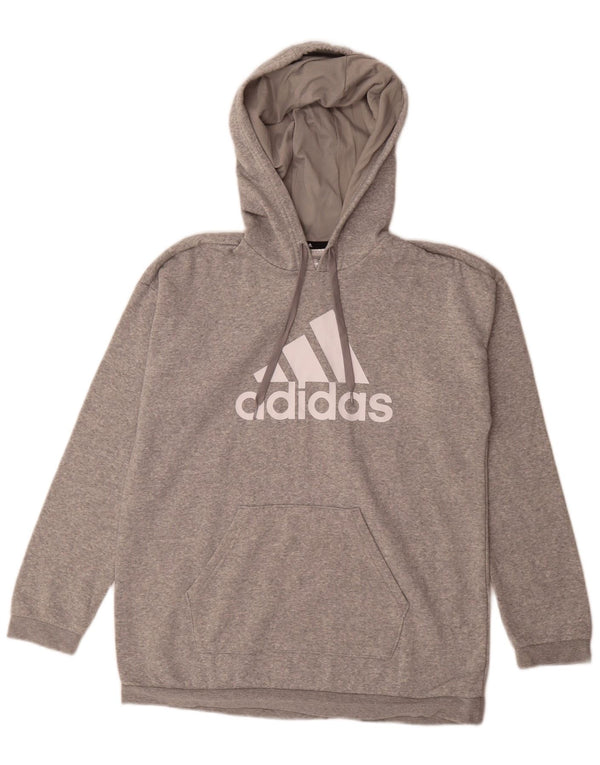 Adidas Γυναικεία γραφικά υπερμεγέθη Hoodie Jumper UK 8/10 Small Grey Flecked