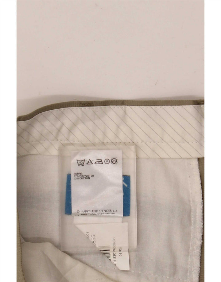 Marks & Spencer Ανδρικό παντελόνι με καρφίτσα W36 L31 Μπεζ πολυεστέρας