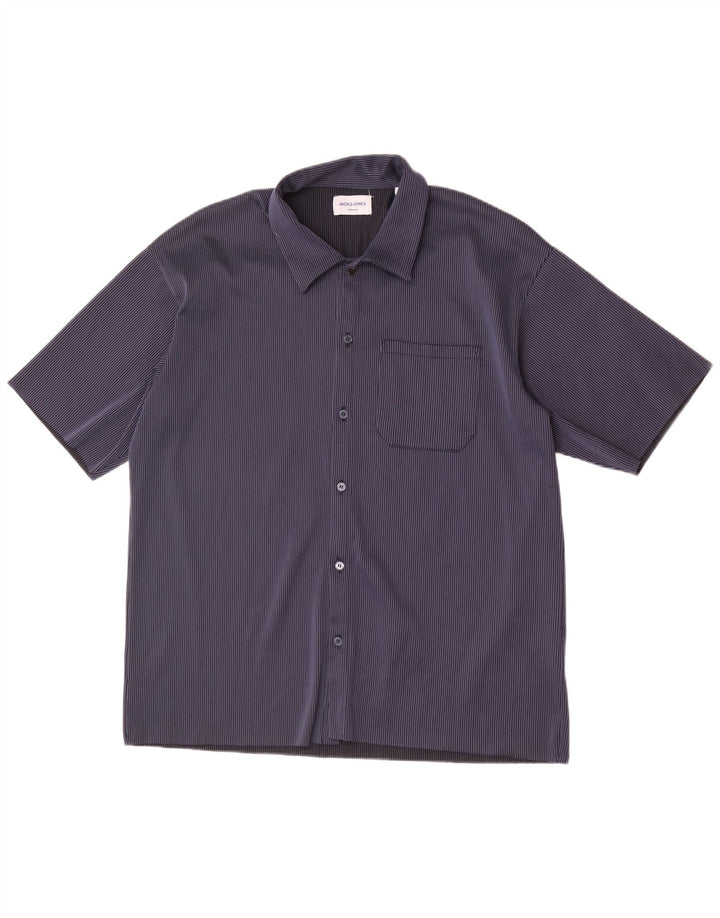 Jack & Jones Ανδρικό κοντομάνικο πουκάμισο Μεγάλο μπλε ριγέ πολυεστέρα