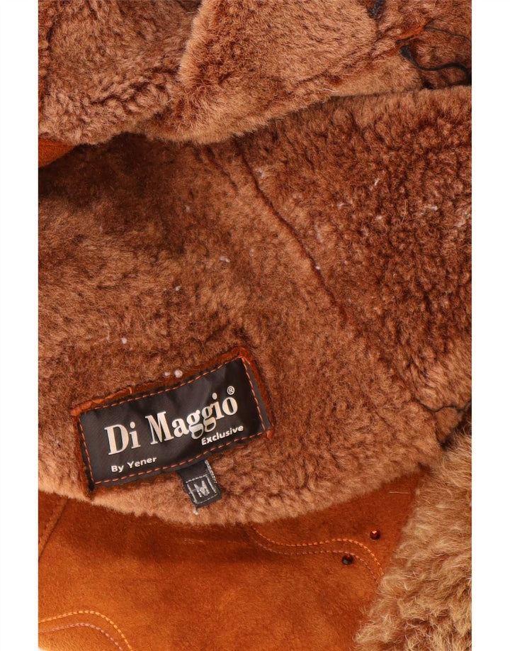 Vintage Γυναικείο Shearling Jacket UK 12 Medium Brown Δερμάτινο