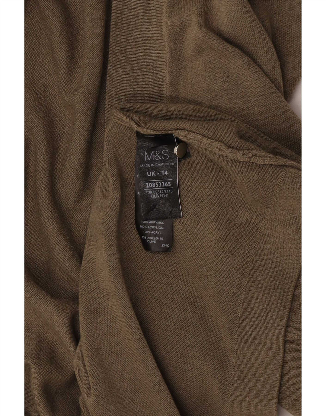 Marks & Spencer Γυναικείο Longline ανοιχτό πουλόβερ ζακέτα UK 14 Medium Khaki