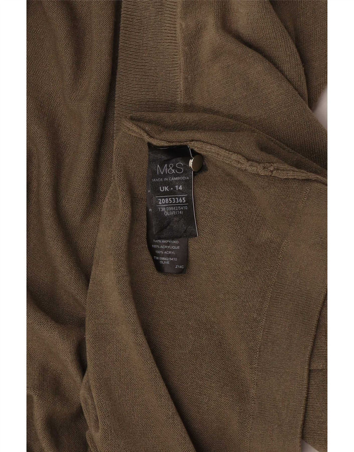 Marks & Spencer Γυναικείο Longline ανοιχτό πουλόβερ ζακέτα UK 14 Medium Khaki