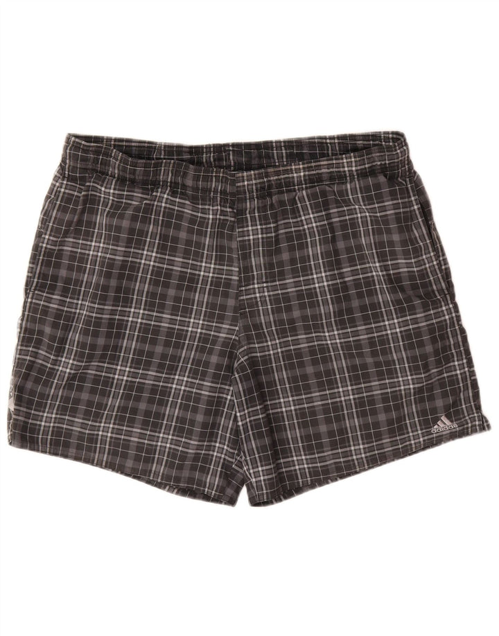 Ανδρικό σορτς κολύμβησης Adidas από μεσαίο γκρι τσεκ πολυεστέρα