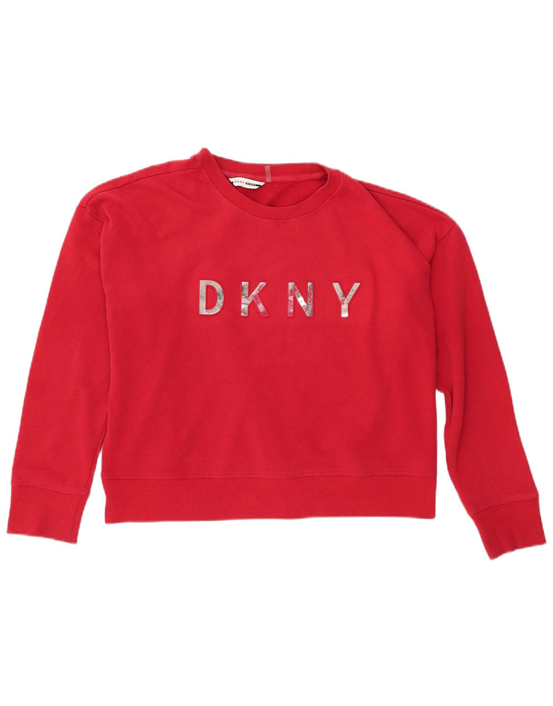 Γυναικείο γραφικό φούτερ DKNY Crop Jumper UK 14 μεγάλο κόκκινο βαμβακερό