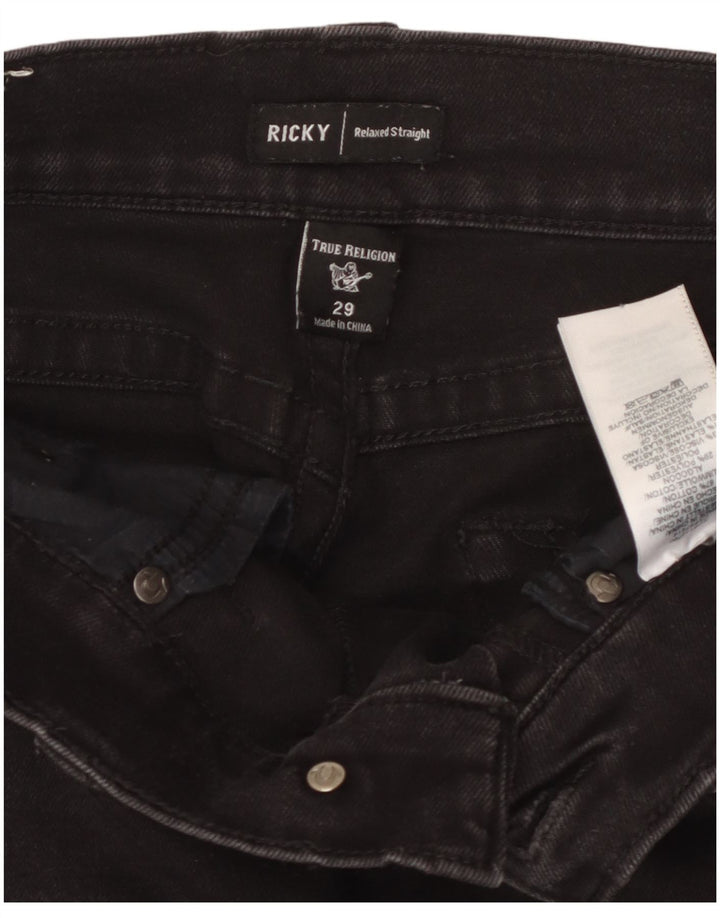 TRUE RELIGION Ανδρικό τζιν Ricky Relaxed Fit ίσιο W29 L30 μαύρο βαμβακερό