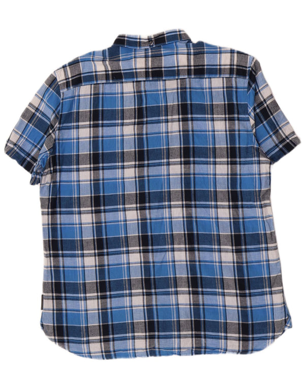Γαλλικό Connection Ανδρικό κοντομάνικο πουκάμισο XL Blue Check Cotton