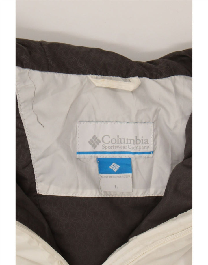 COLUMBIA Womens Hooded Padded Jacket UK 16 Large White Polyester Vintage Columbia and Second-Hand Columbia from Messina Hembry 