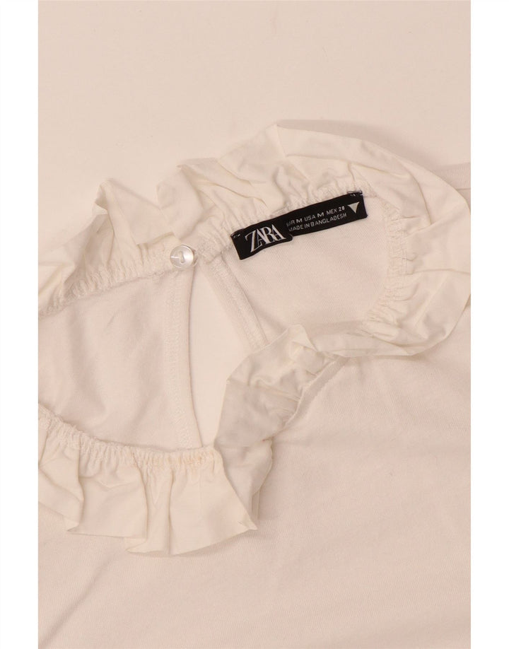 Γυναικεία μακρυμάνικη μπλούζα ZARA Crop τοπ UK 12 Medium Off White