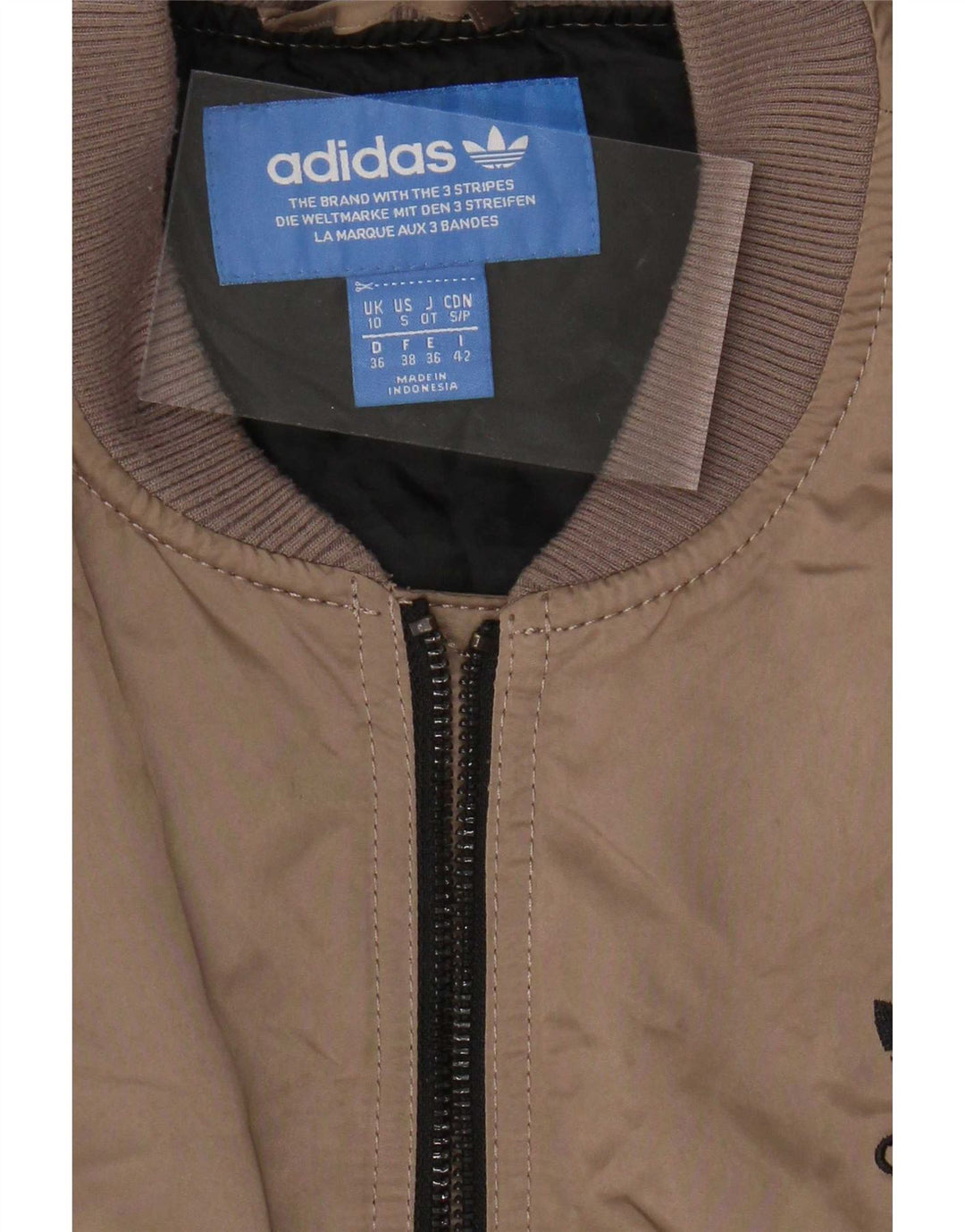 Γυναικείο γραφικό υπερμεγέθη τζάκετ Adidas UK 10 Μικρός καφέ πολυεστέρας