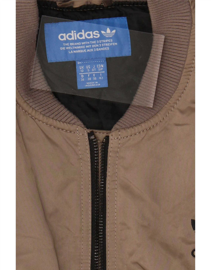 Γυναικείο γραφικό υπερμεγέθη τζάκετ Adidas UK 10 Μικρός καφέ πολυεστέρας