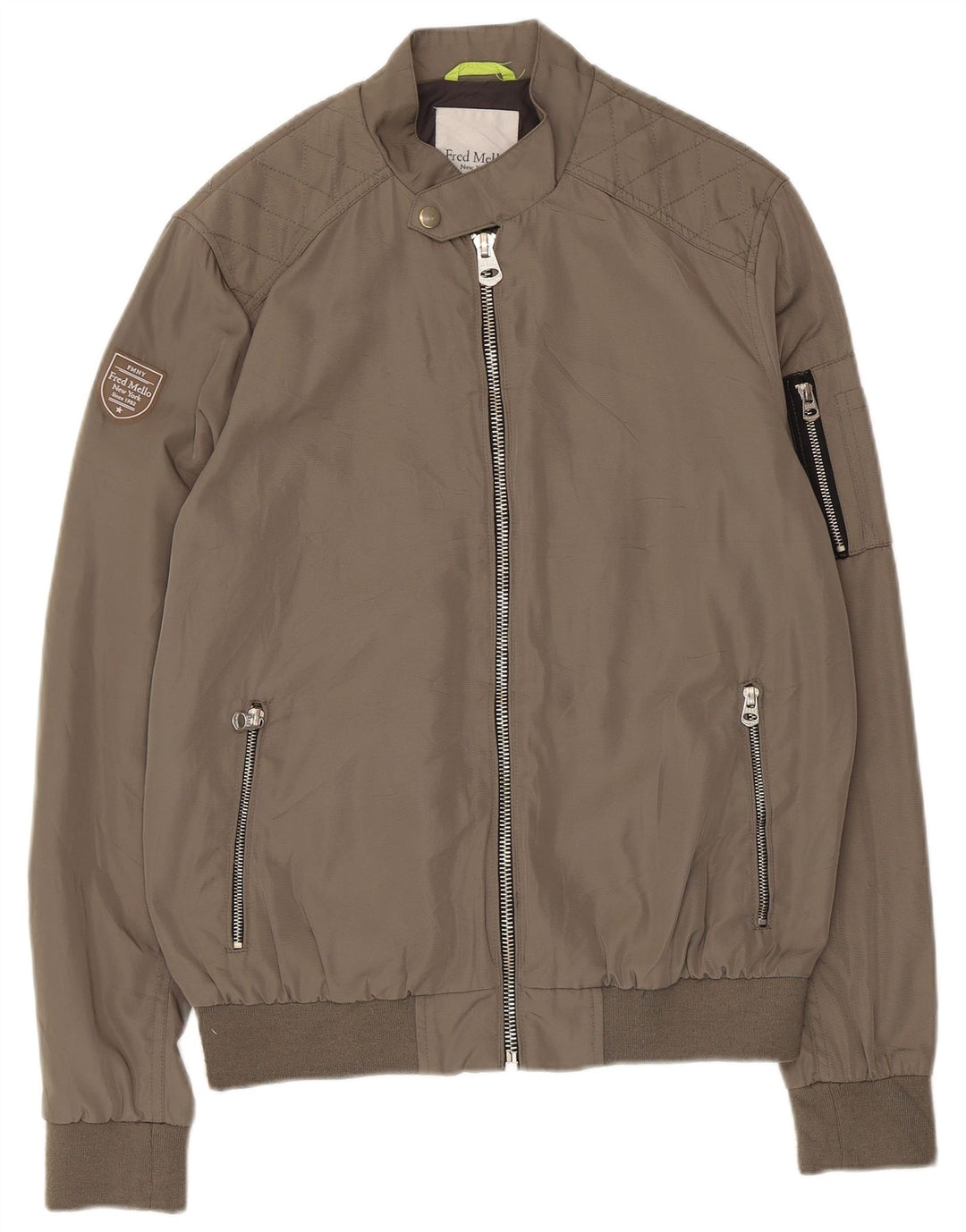 Fred Mello Ανδρικό Bomber Jacket UK 38 Medium Grey Polyamide