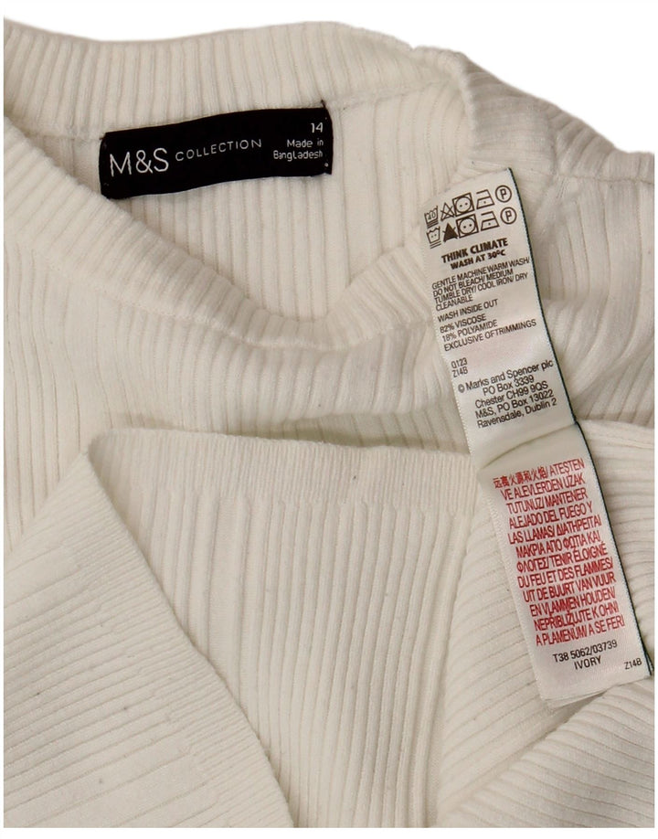 Marks & Spencer Γυναικεία μπλούζα μακρυμάνικη 14 μεσαία λευκή βισκόζη