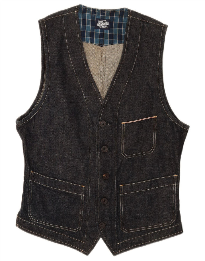 Vintage Ανδρικό τζιν γιλέκο Small Navy Blue