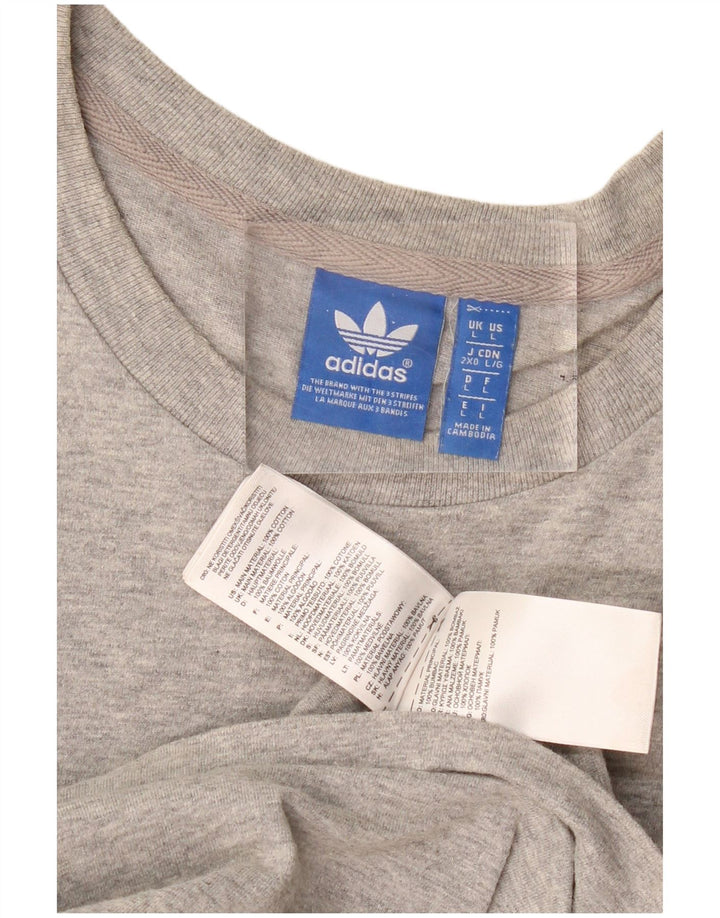 Ανδρικό γραφικό μπλουζάκι ADIDAS Top μεγάλο γκρι βαμβακερό