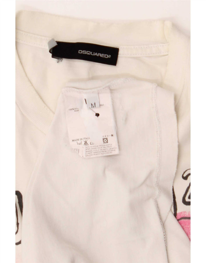 Dsquared2 Ανδρικό γραφικό T-shirt Top Medium White Cotton
