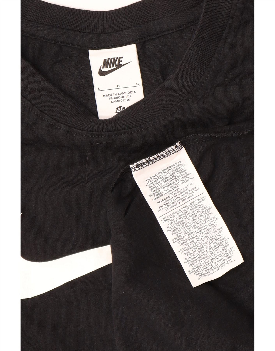 Ανδρικό γραφικό μπλουζάκι Nike, μεγάλο μαύρο βαμβακερό